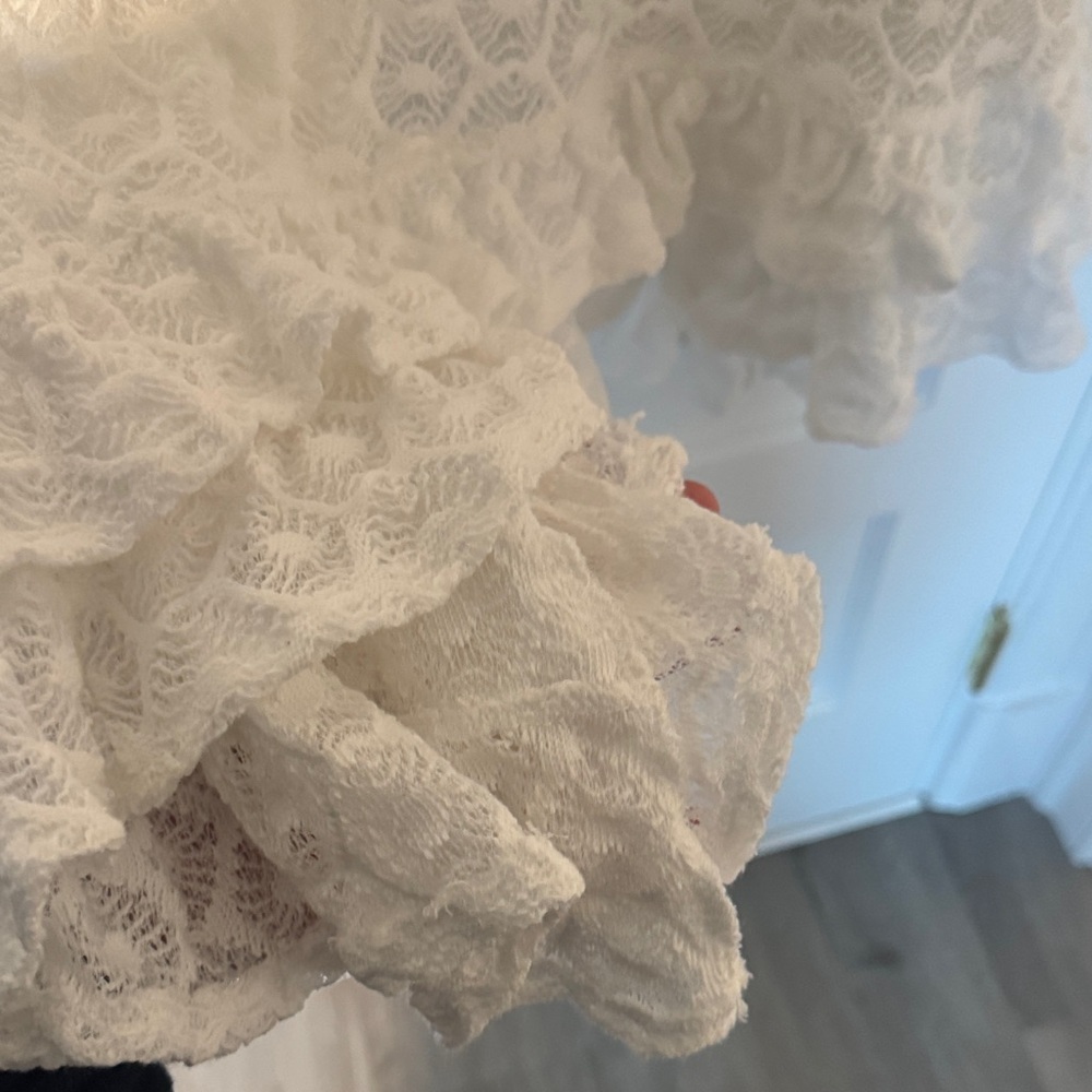 Anthropologie Bella Ruffled Crochet Midi Dress Medium - Picture 4 of 11